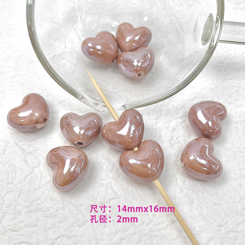 Wholesale 30pcs Autumn/Winter Milk Tea Color Ceramic Cute Carrot Bear Cube Beads